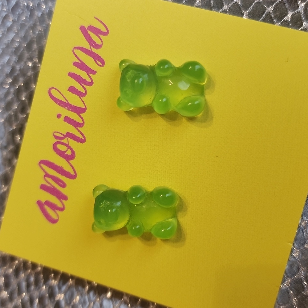 Green gummy bear studs